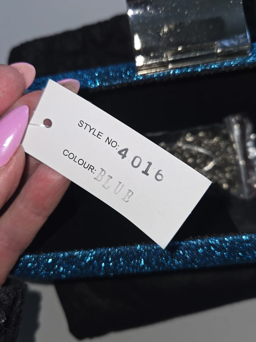 NWT Blue Sparkle Evening Clutch with Silver Rhinestone Accent Womens Accessories - Picture 6 of 9